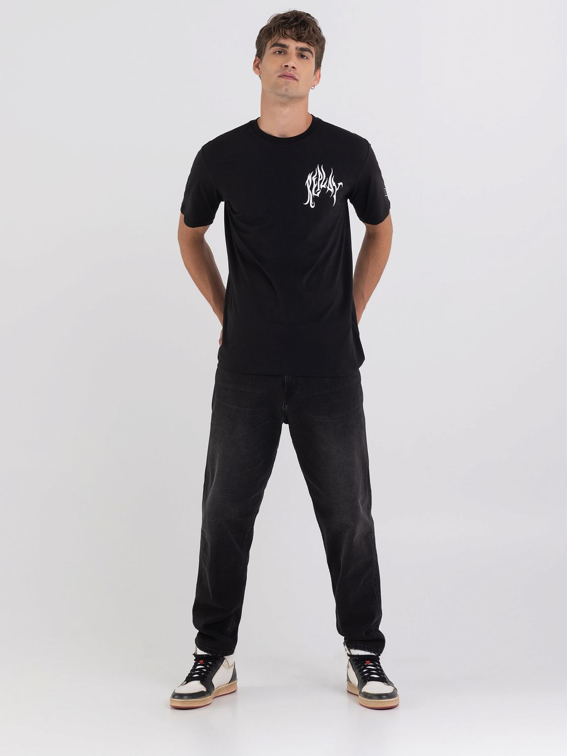 REPLAY ORGANIC COTTON T-SHIRT WITH PRINT